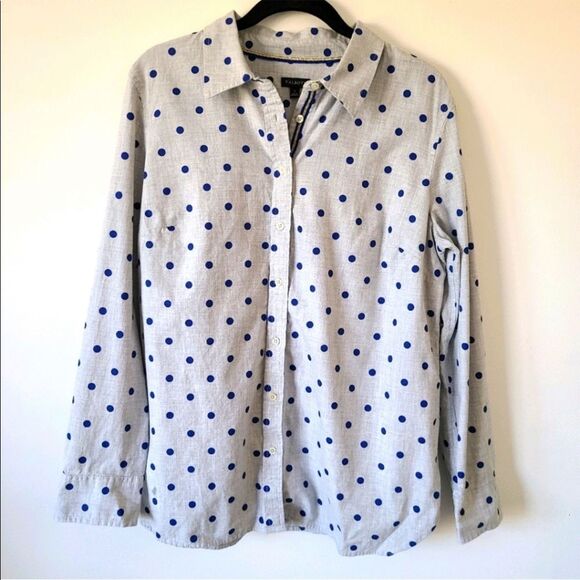 Talbots 100% Cotton Polka Dot Button Down Top LP - Picture 3 of 7